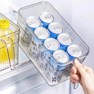 Clear Refrigerator Water Bottle Organizer - Stackable Plastic Beverage Storage Bin